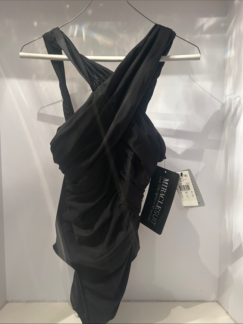Miraclesuit Black One-Shoulder Ruched Asymmetric Dress
